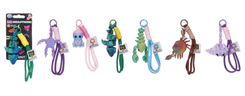 3D PRINTED (Skulptworx) Sea Animals (Animali Marini) in PLA cm (Portachiavi con doppio cordino) In espo da pz 6ass…x144